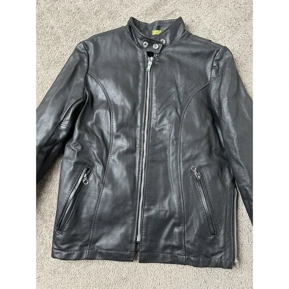 Vnt Womens Leather Jacket 90s THE Leather Shop SEARS Casual Streetwear, Size 8 - Picture 2 of 12